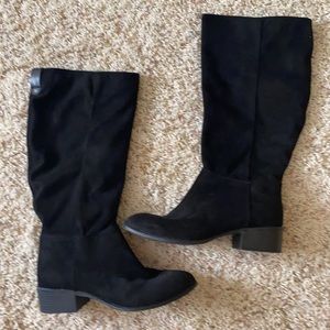 Faux suede boots.